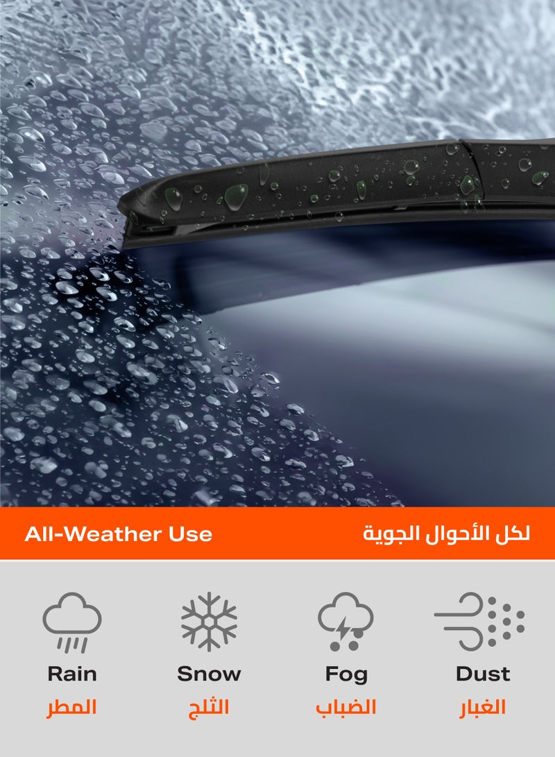 LAWAZIM Rubber Wiper Blades with Iron Bracket - 2 Piece, 20inch - Boneless Frameless Windshield Wiper Replacement, Quiet Streak-Free All Weather Automotive Wiper Blade - Ideal for Front & Rear Use - Image 5